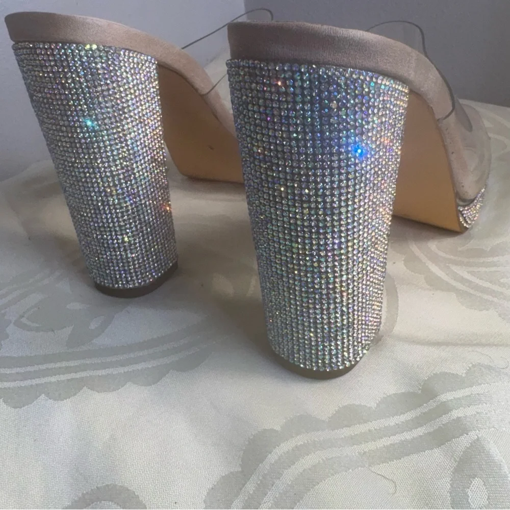 Liliana Ashley 3 Sparkling Silver Heels with Clear Strap